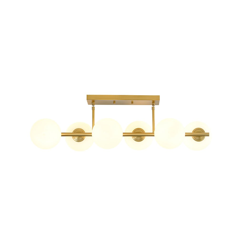 6-Light Opal Glass Globe Linear Island Chandelier