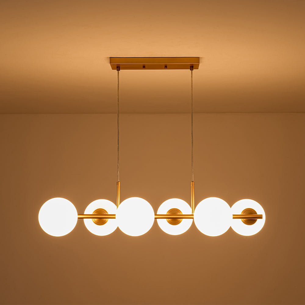 6-Light Opal Glass Globe Linear Island Chandelier