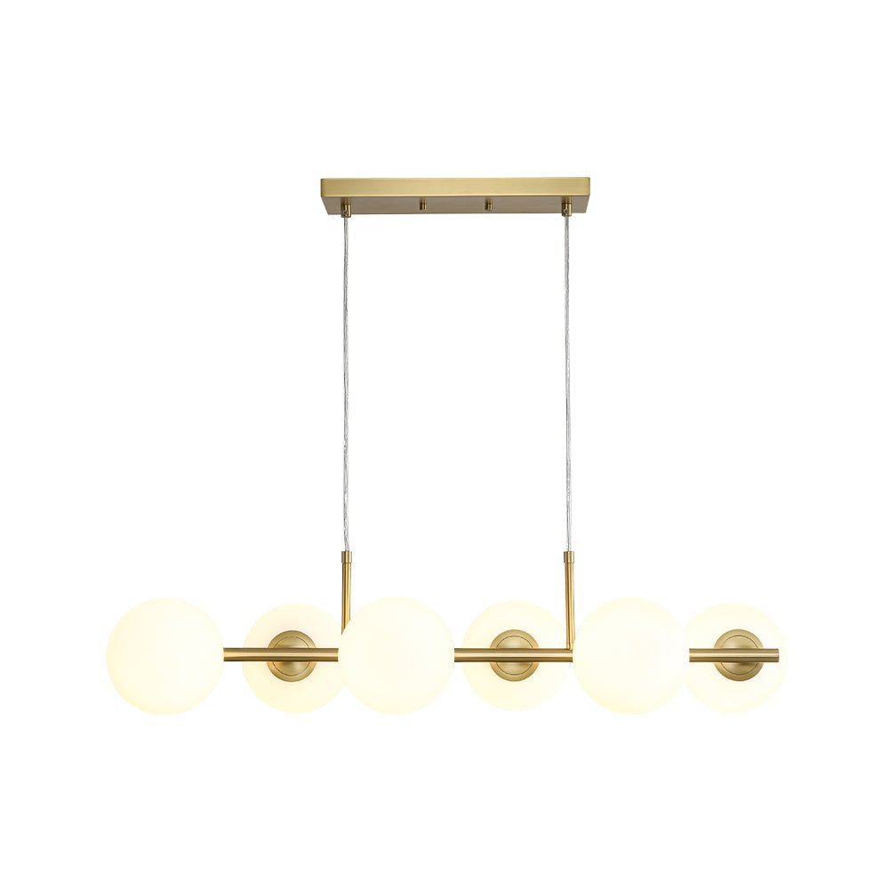 6-Light Opal Glass Globe Linear Island Chandelier