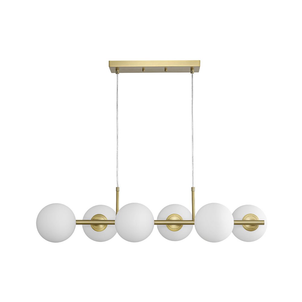 6-Light Opal Glass Globe Linear Island Chandelier