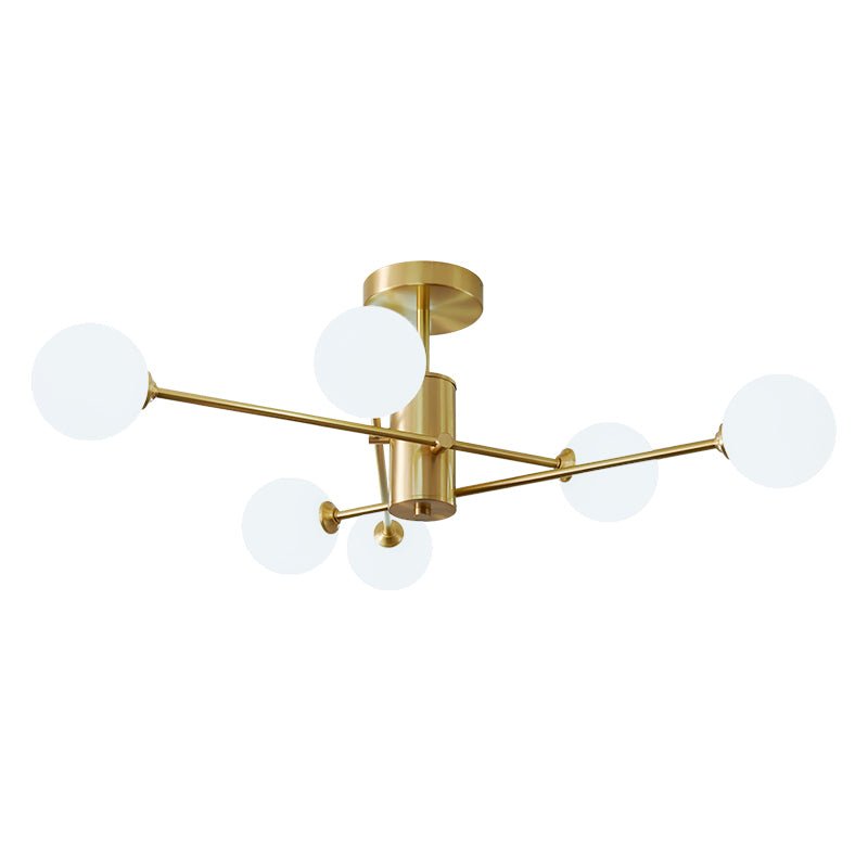 6-Light Opal Glass Globe Linear Sputnik Semi Flush