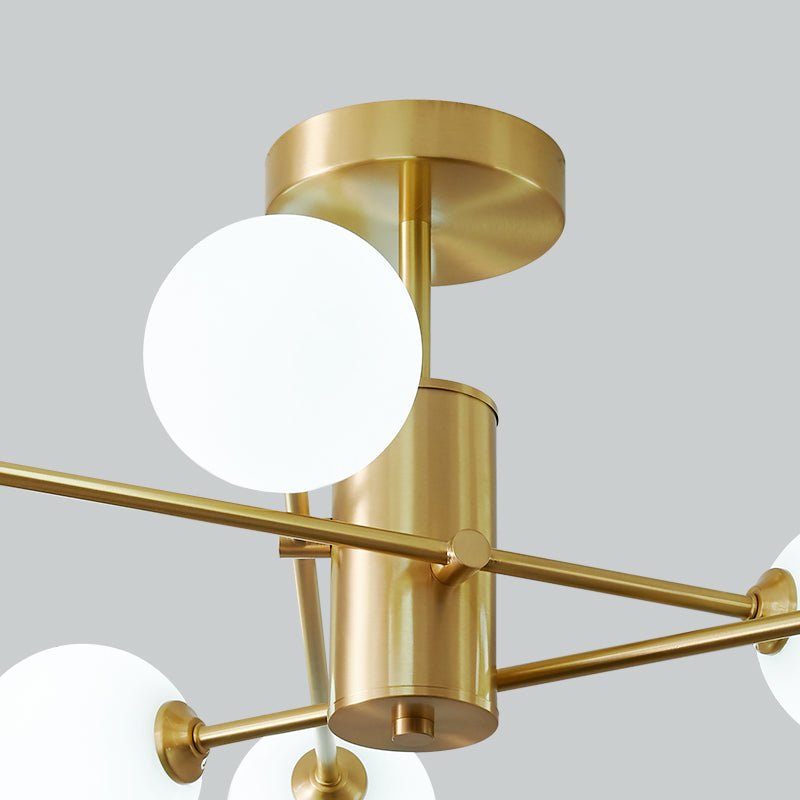 6-Light Opal Glass Globe Linear Sputnik Semi Flush