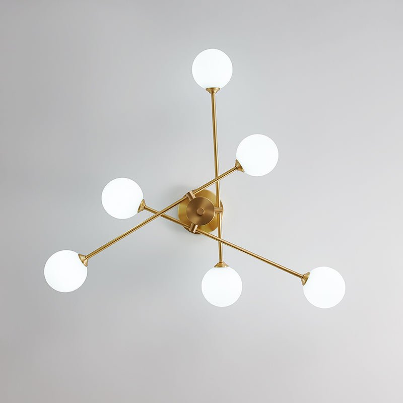 6-Light Opal Glass Globe Linear Sputnik Semi Flush