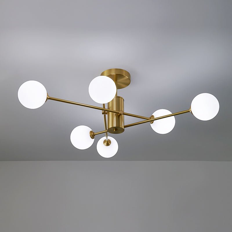 6-Light Opal Glass Globe Linear Sputnik Semi Flush