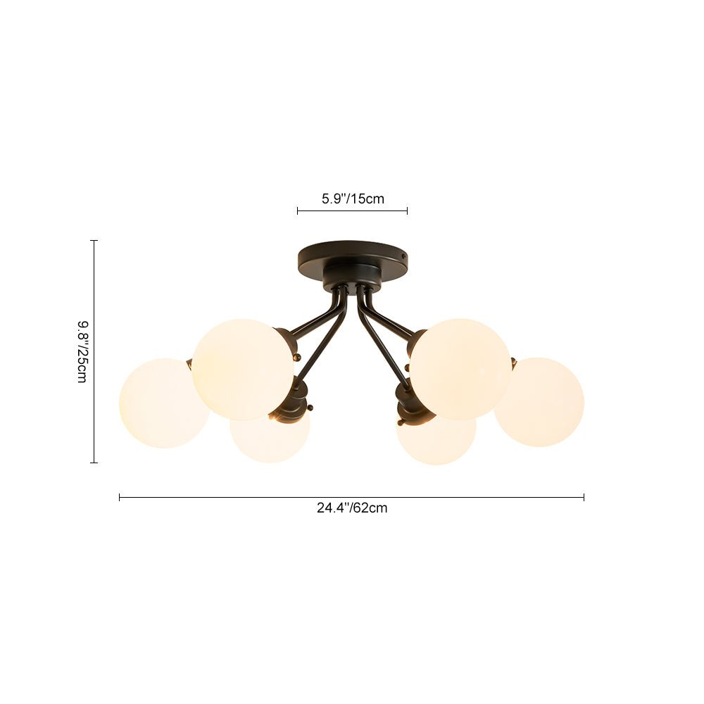 6-Light Opal Glass Globe Sputnik Semi Flush Mount