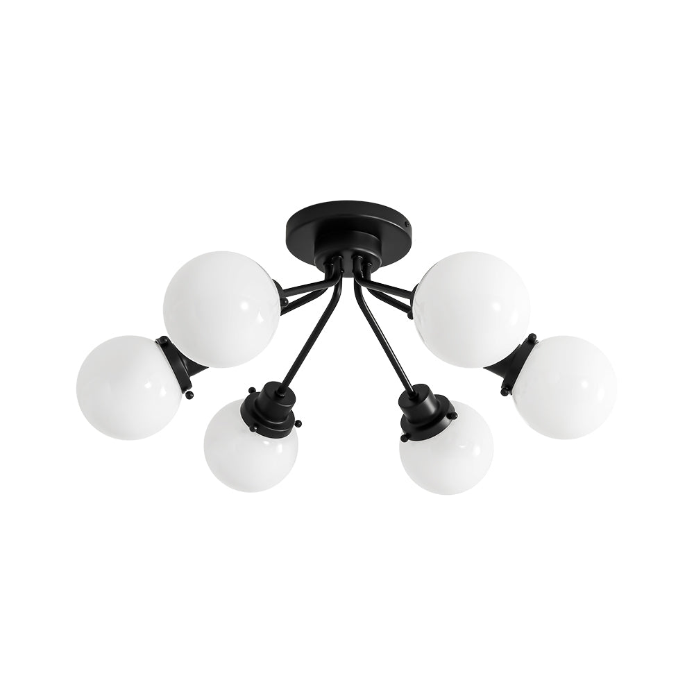 6-Light Opal Glass Globe Sputnik Semi Flush Mount