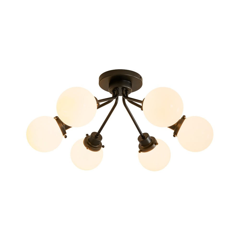 6-Light Opal Glass Globe Sputnik Semi Flush Mount
