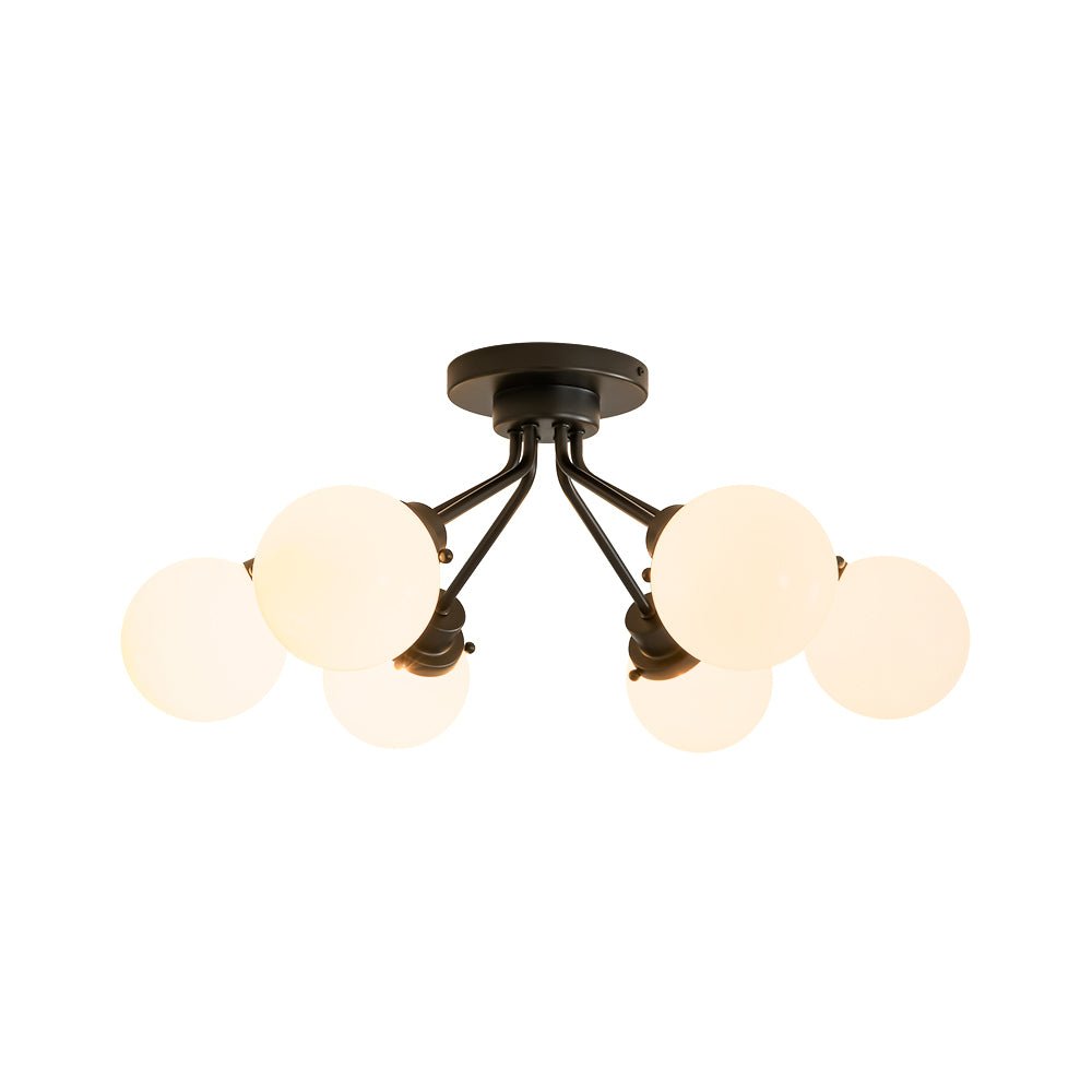 6-Light Opal Glass Globe Sputnik Semi Flush Mount