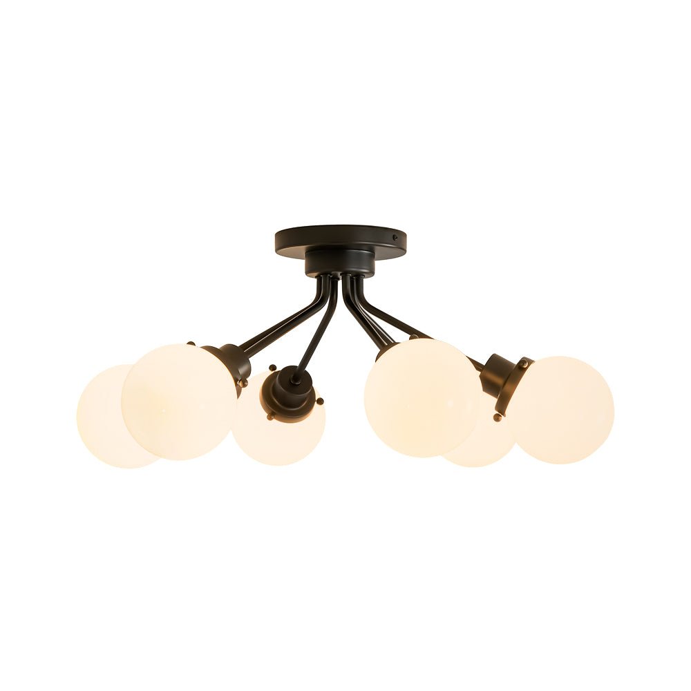 6-Light Opal Glass Globe Sputnik Semi Flush Mount