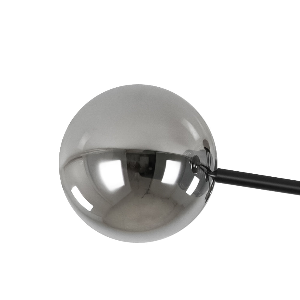 6-Light Smoked Glass Globe Linear Sputnik Semi Flush