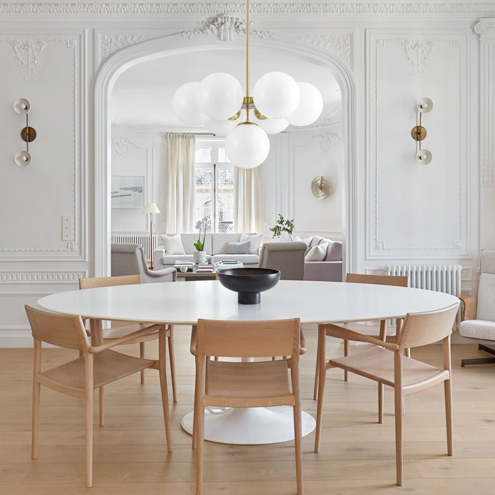 7-light Brass Sputnik Opal Glass Globe Bubble Chandelier