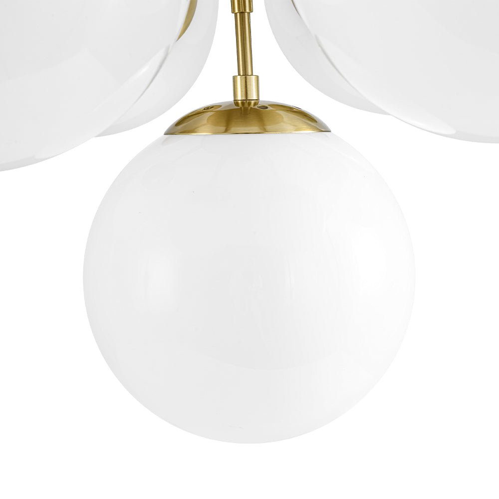 7-light Brass Sputnik Opal Glass Globe Bubble Chandelier