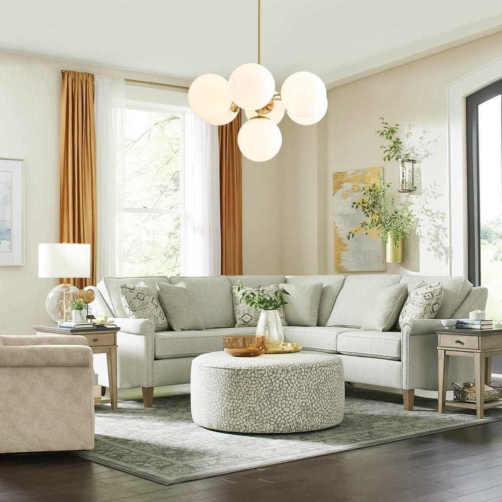 7-light Brass Sputnik Opal Glass Globe Bubble Chandelier