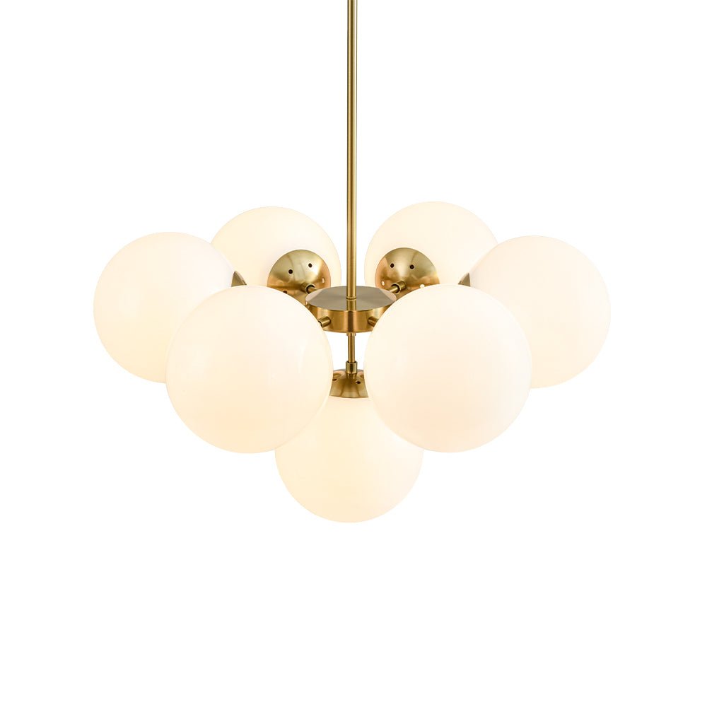 7-light Brass Sputnik Opal Glass Globe Bubble Chandelier
