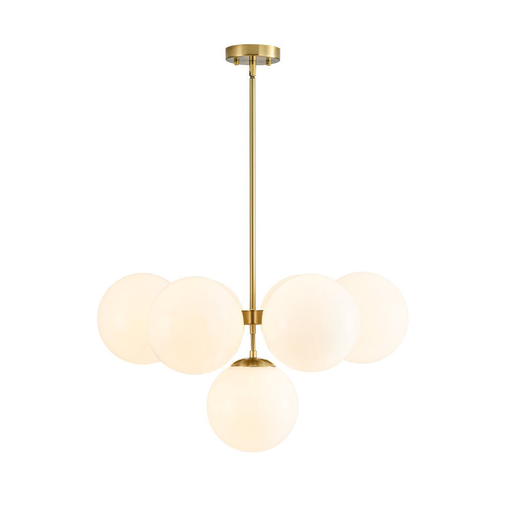 7-light Brass Sputnik Opal Glass Globe Bubble Chandelier