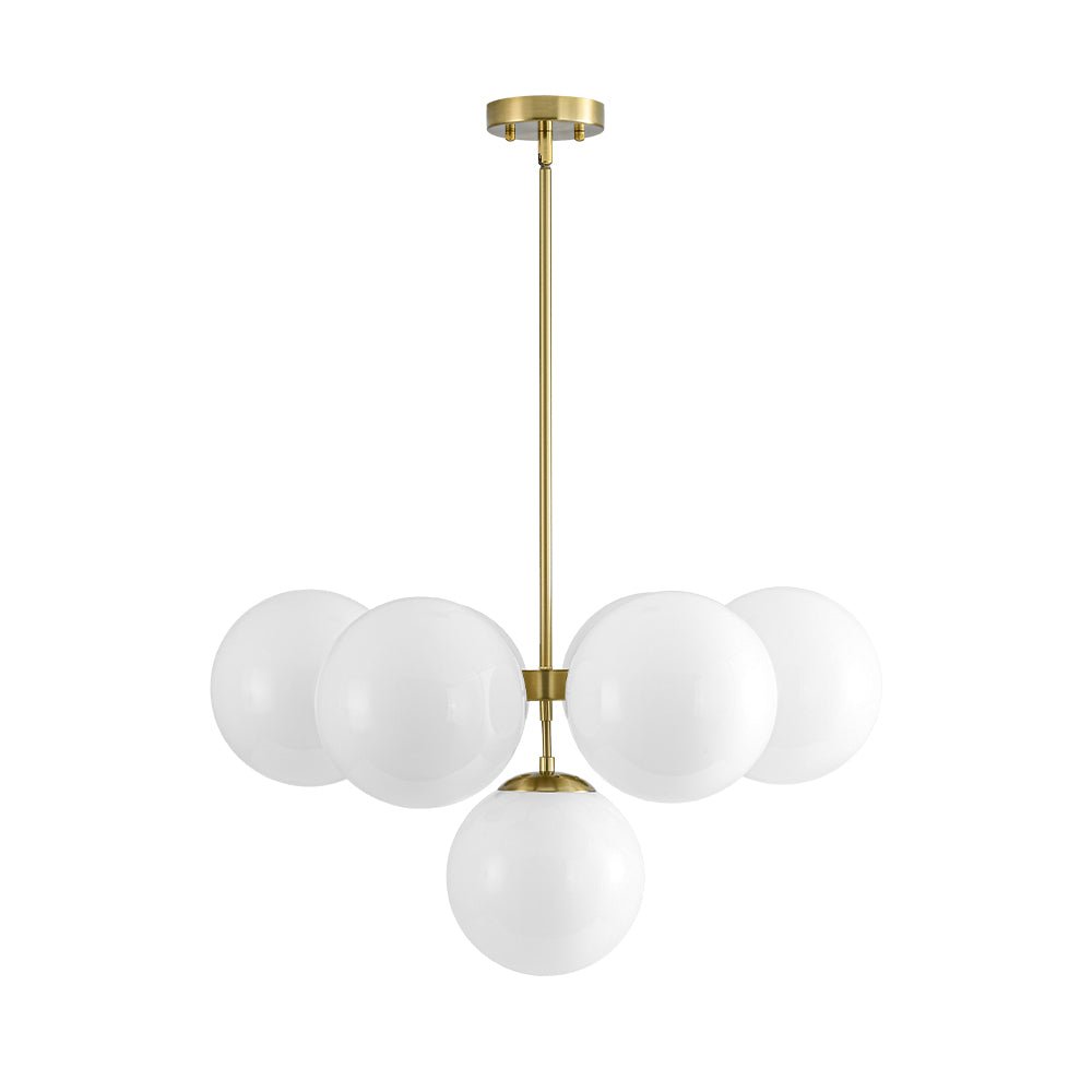 7-light Brass Sputnik Opal Glass Globe Bubble Chandelier