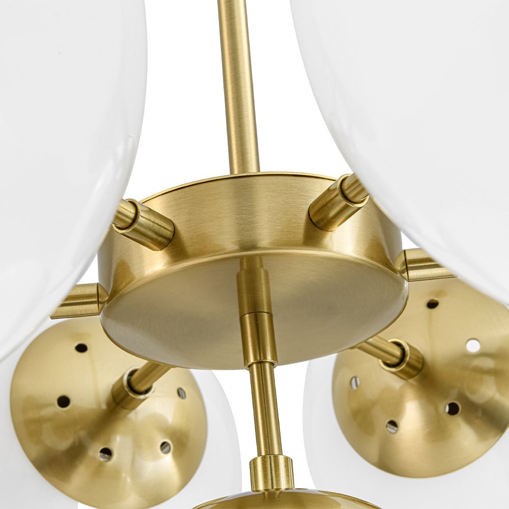 7-light Brass Sputnik Opal Glass Globe Bubble Chandelier