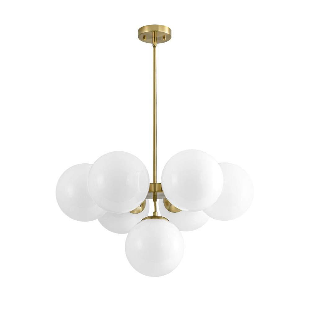 7-light Brass Sputnik Opal Glass Globe Bubble Chandelier