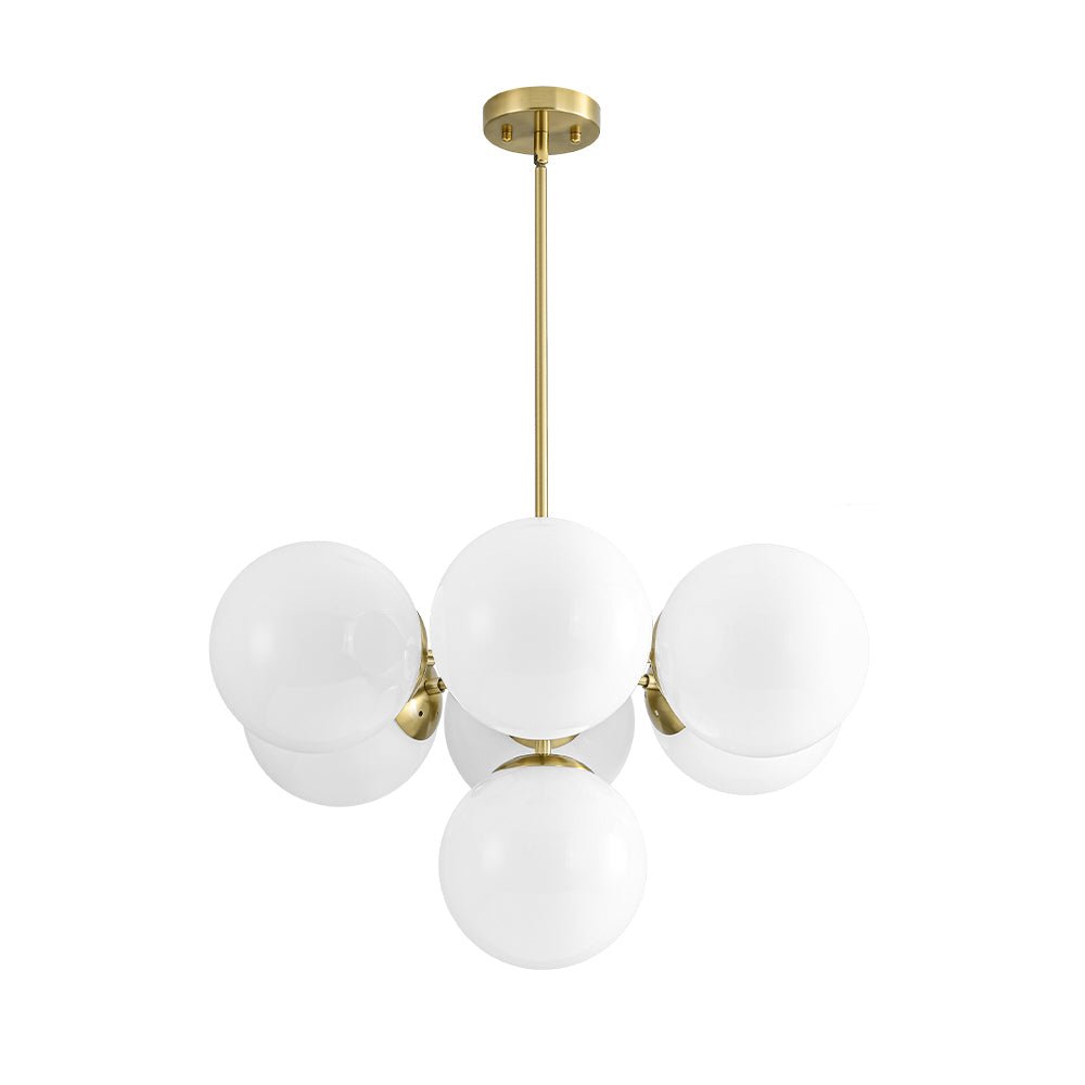 7-light Brass Sputnik Opal Glass Globe Bubble Chandelier