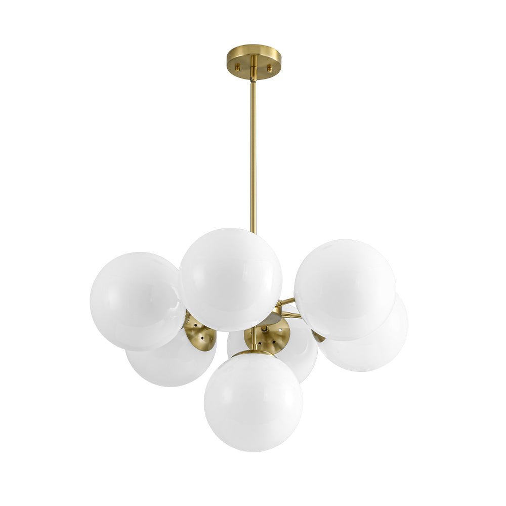 7-light Brass Sputnik Opal Glass Globe Bubble Chandelier