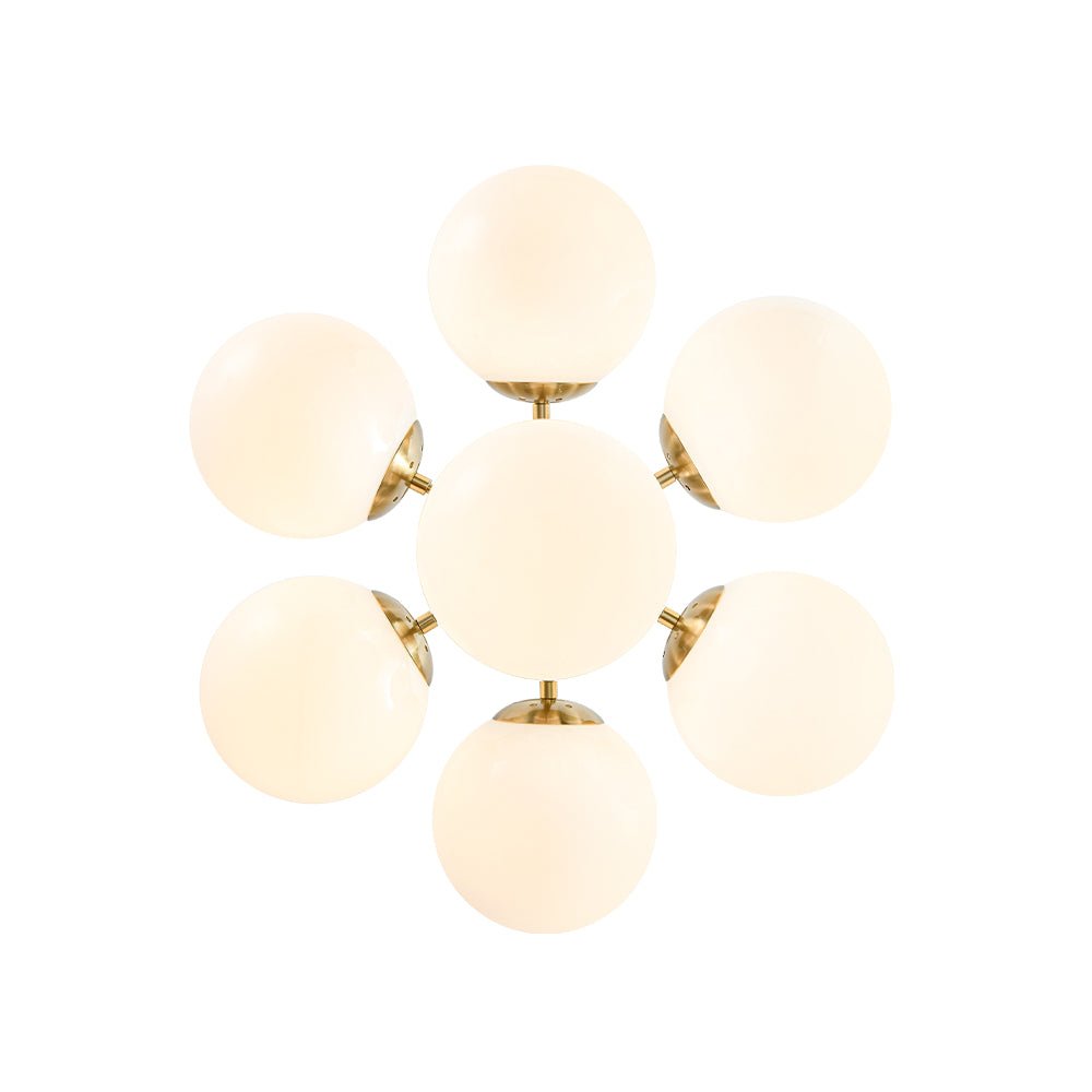 7-light Brass Sputnik Opal Glass Globe Bubble Chandelier