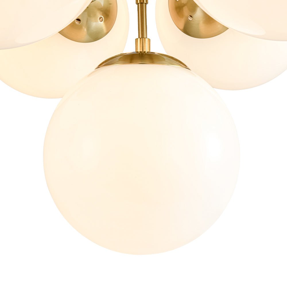 7-light Brass Sputnik Opal Glass Globe Bubble Chandelier