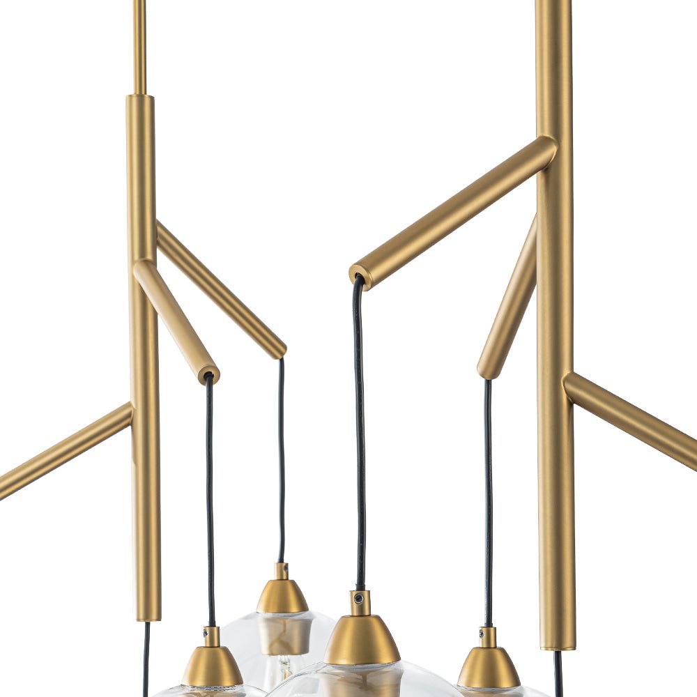 8-Light Branch Draped Glass Bubble Island Double Chandelier