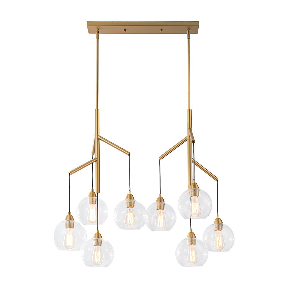 8-Light Branch Draped Glass Bubble Island Double Chandelier