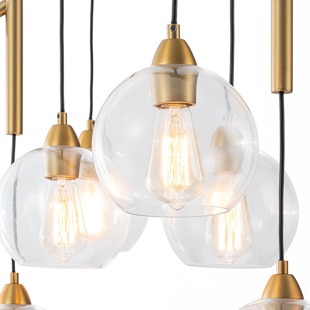 8-Light Branch Draped Glass Bubble Island Double Chandelier