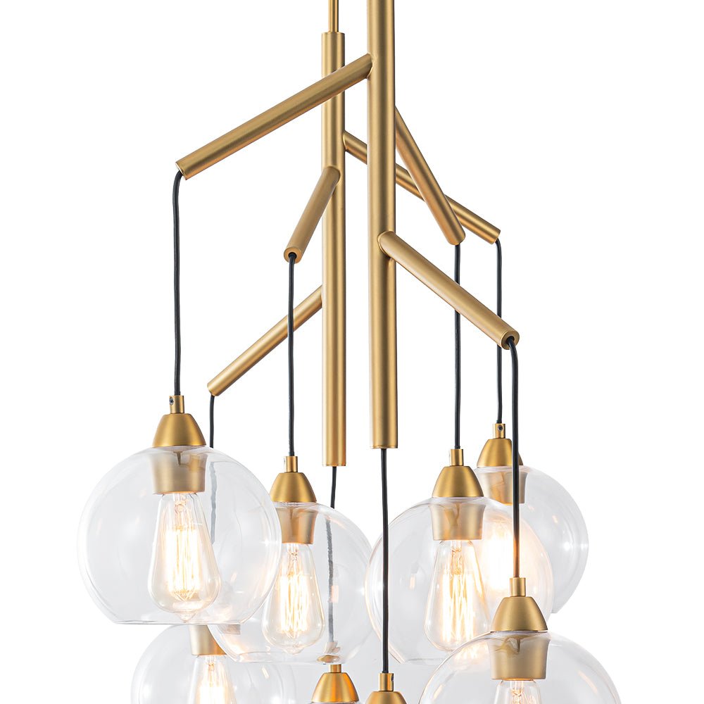 8-Light Branch Draped Glass Bubble Island Double Chandelier