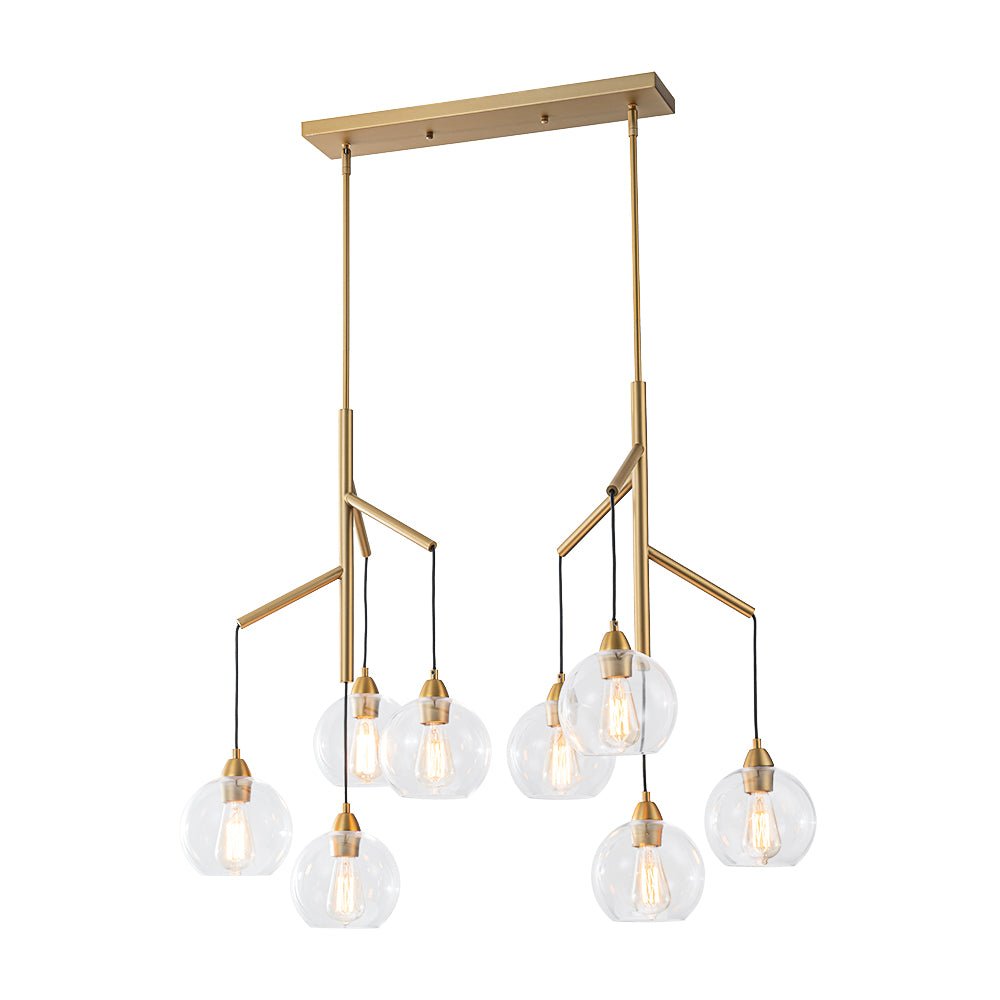 8-Light Branch Draped Glass Bubble Island Double Chandelier