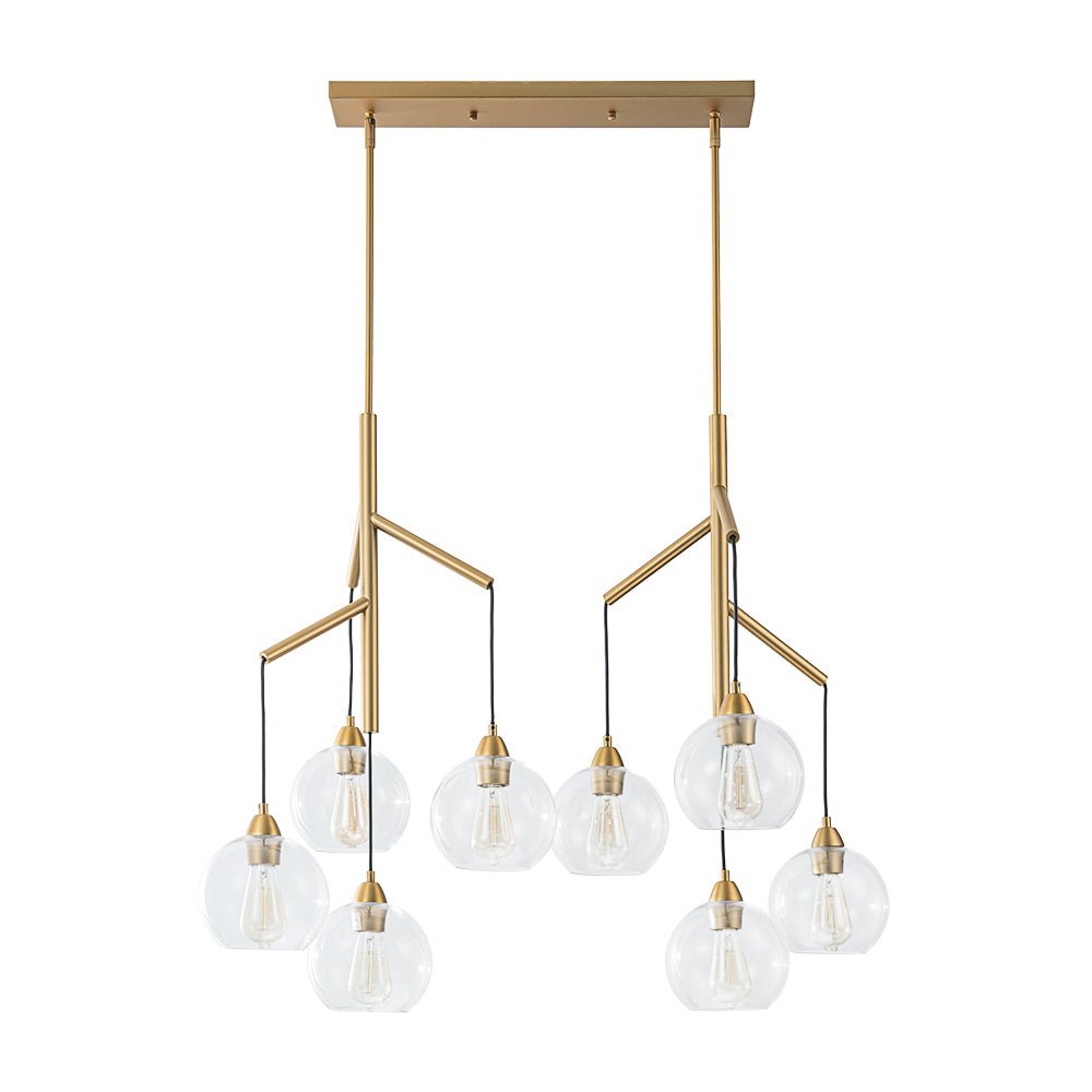8-Light Branch Draped Glass Bubble Island Double Chandelier