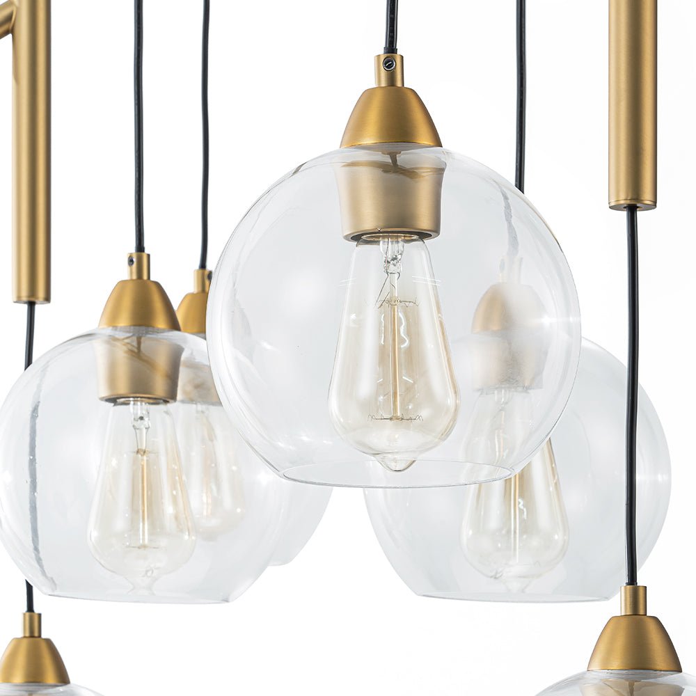8-Light Branch Draped Glass Bubble Island Double Chandelier