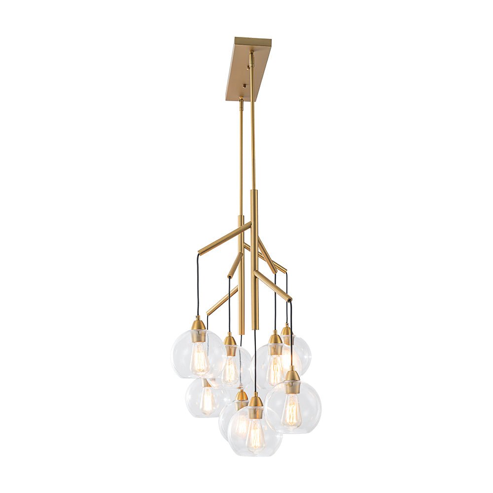 8-Light Branch Draped Glass Bubble Island Double Chandelier