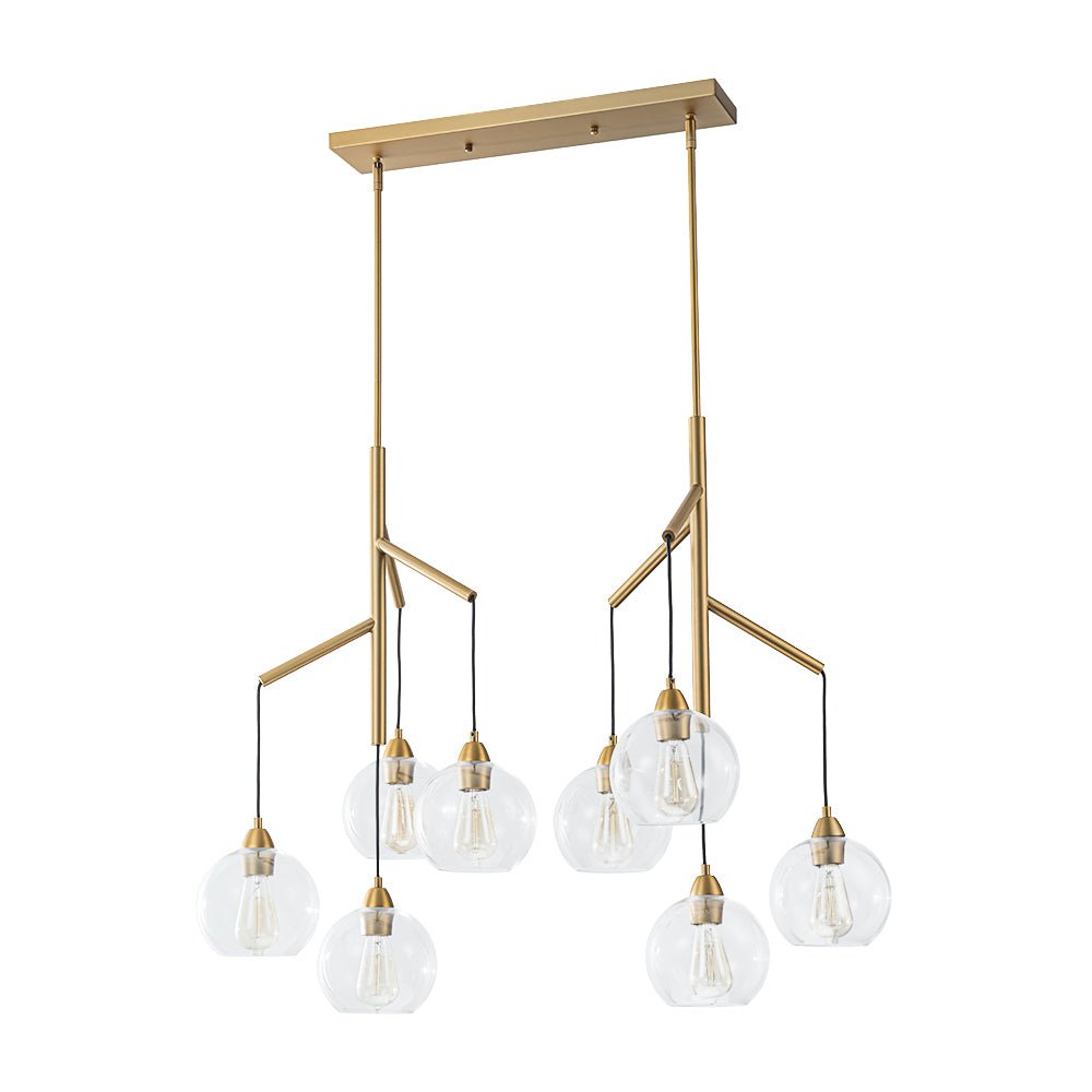 8-Light Branch Draped Glass Bubble Island Double Chandelier