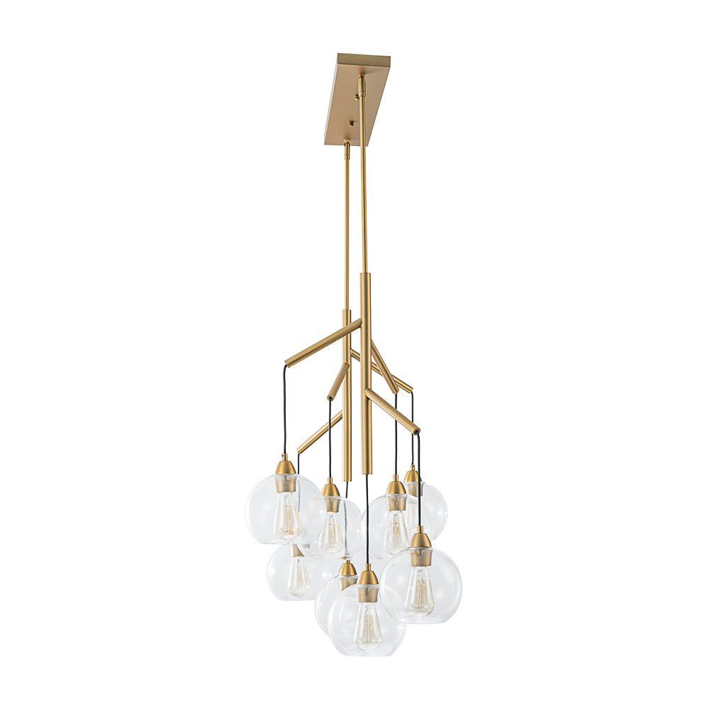 8-Light Branch Draped Glass Bubble Island Double Chandelier
