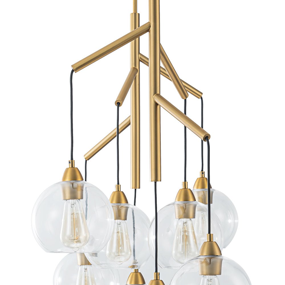 8-Light Branch Draped Glass Bubble Island Double Chandelier