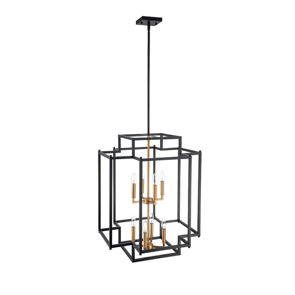 8-Light Candle Style Tiered Square Lantern Chandelier