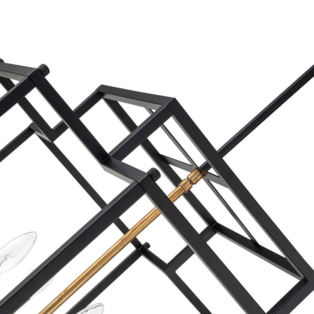 8-Light Candle Style Tiered Square Lantern Chandelier