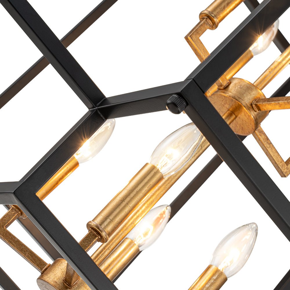 8-Light Candle Style Tiered Square Lantern Chandelier