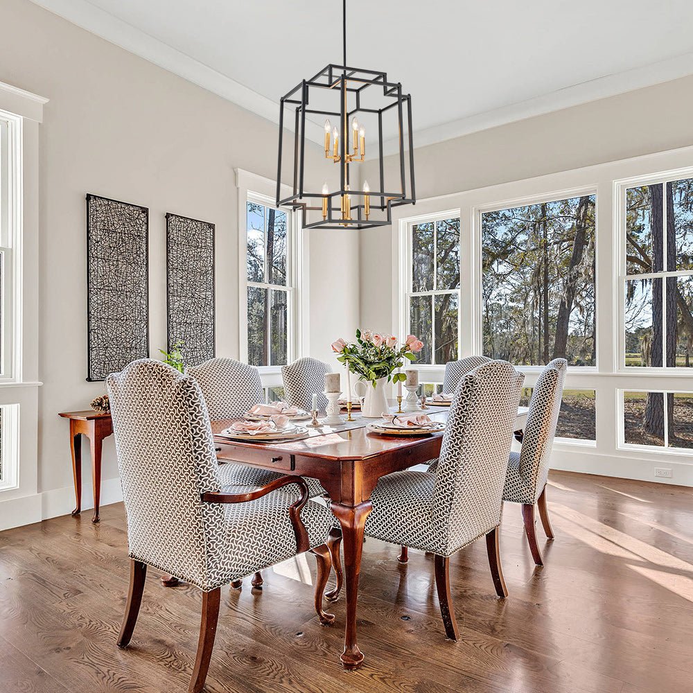 8-Light Candle Style Tiered Square Lantern Chandelier