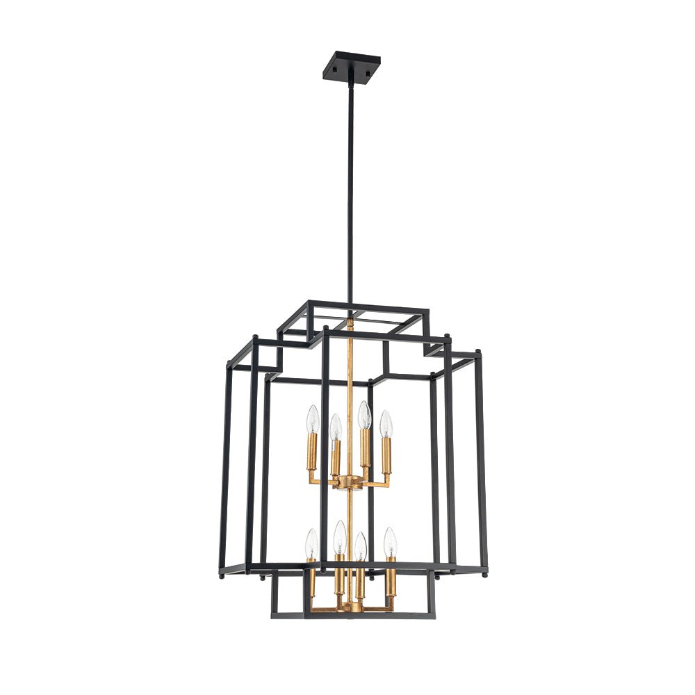 8-Light Candle Style Tiered Square Lantern Chandelier