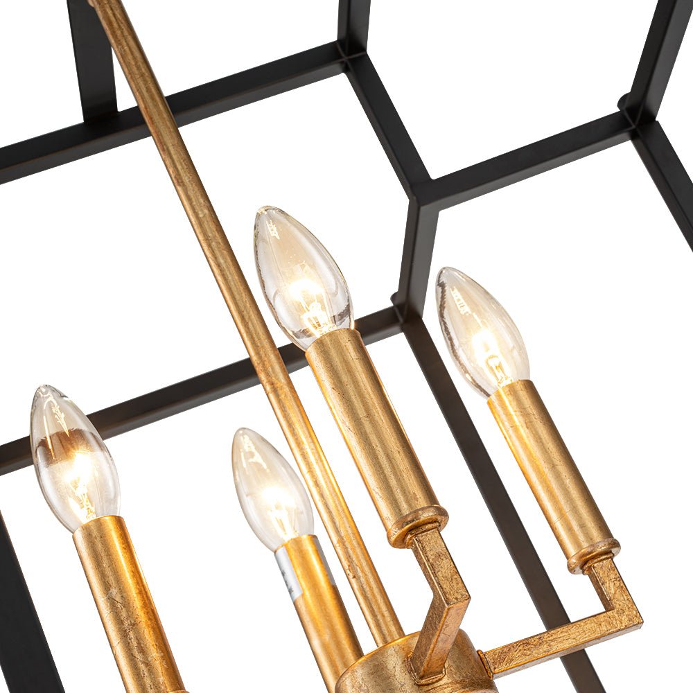 8-Light Candle Style Tiered Square Lantern Chandelier