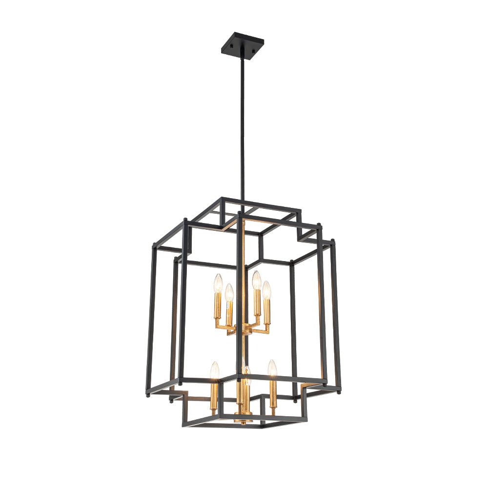 8-Light Candle Style Tiered Square Lantern Chandelier