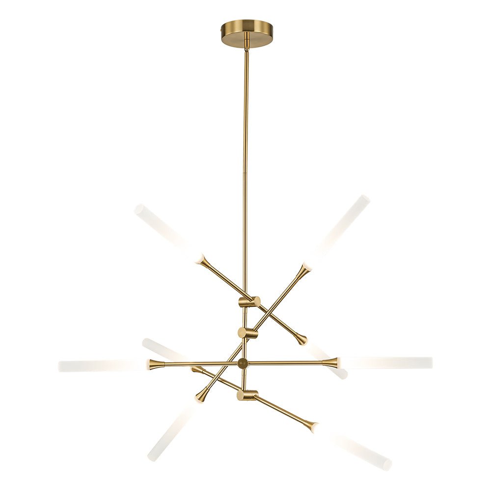 8-Light Dimmable 3000k LED Rotatable Linear Sputnik Chandelier