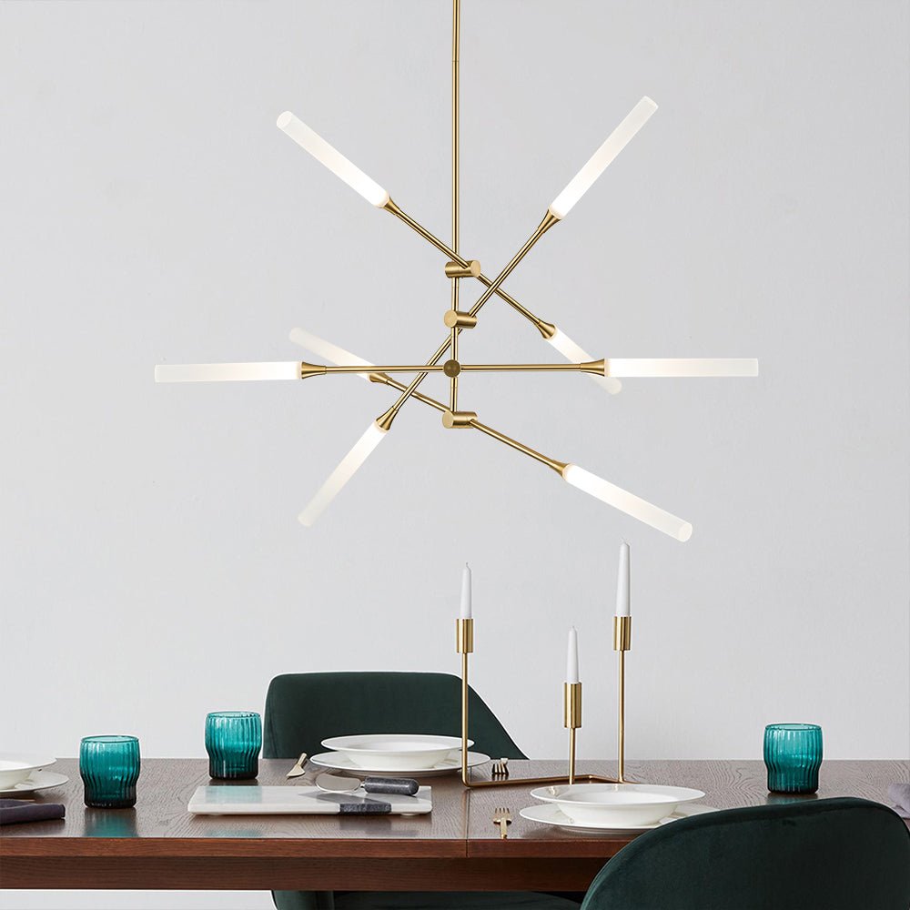 8-Light Dimmable 3000k LED Rotatable Linear Sputnik Chandelier