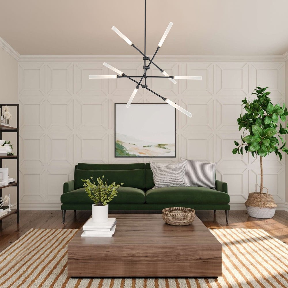 8-Light Dimmable 3000k LED Rotatable Linear Sputnik Chandelier