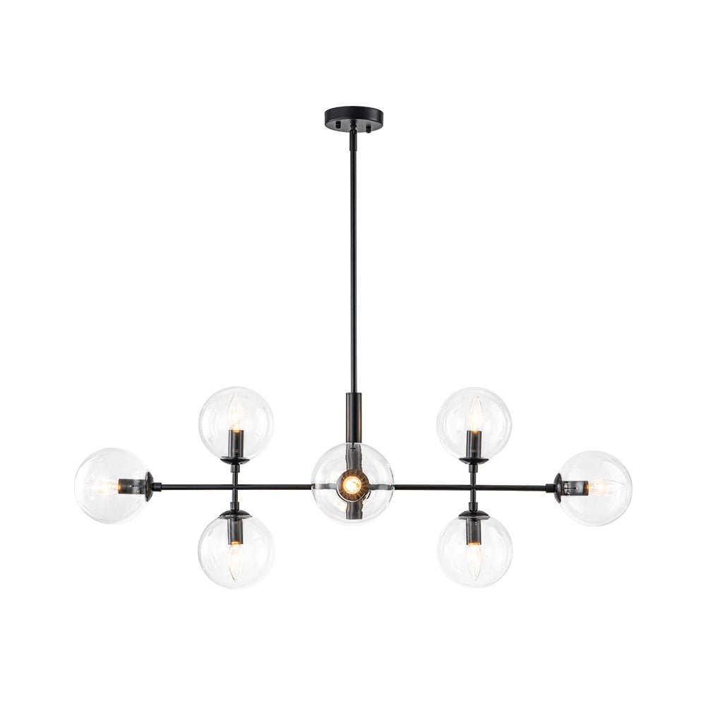 8-Light Linear Sputnik Clear Glass Bubble Chandelier