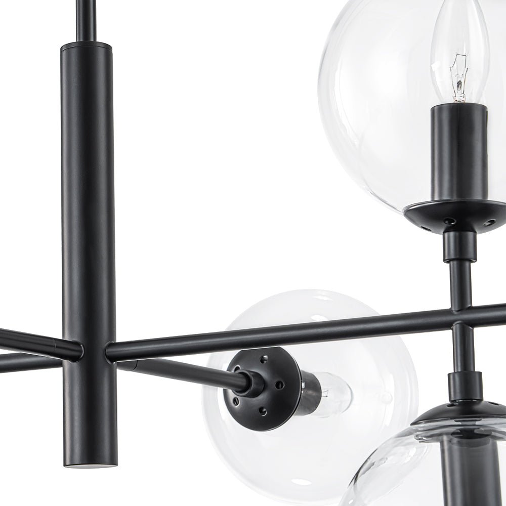 8-Light Linear Sputnik Clear Glass Bubble Chandelier