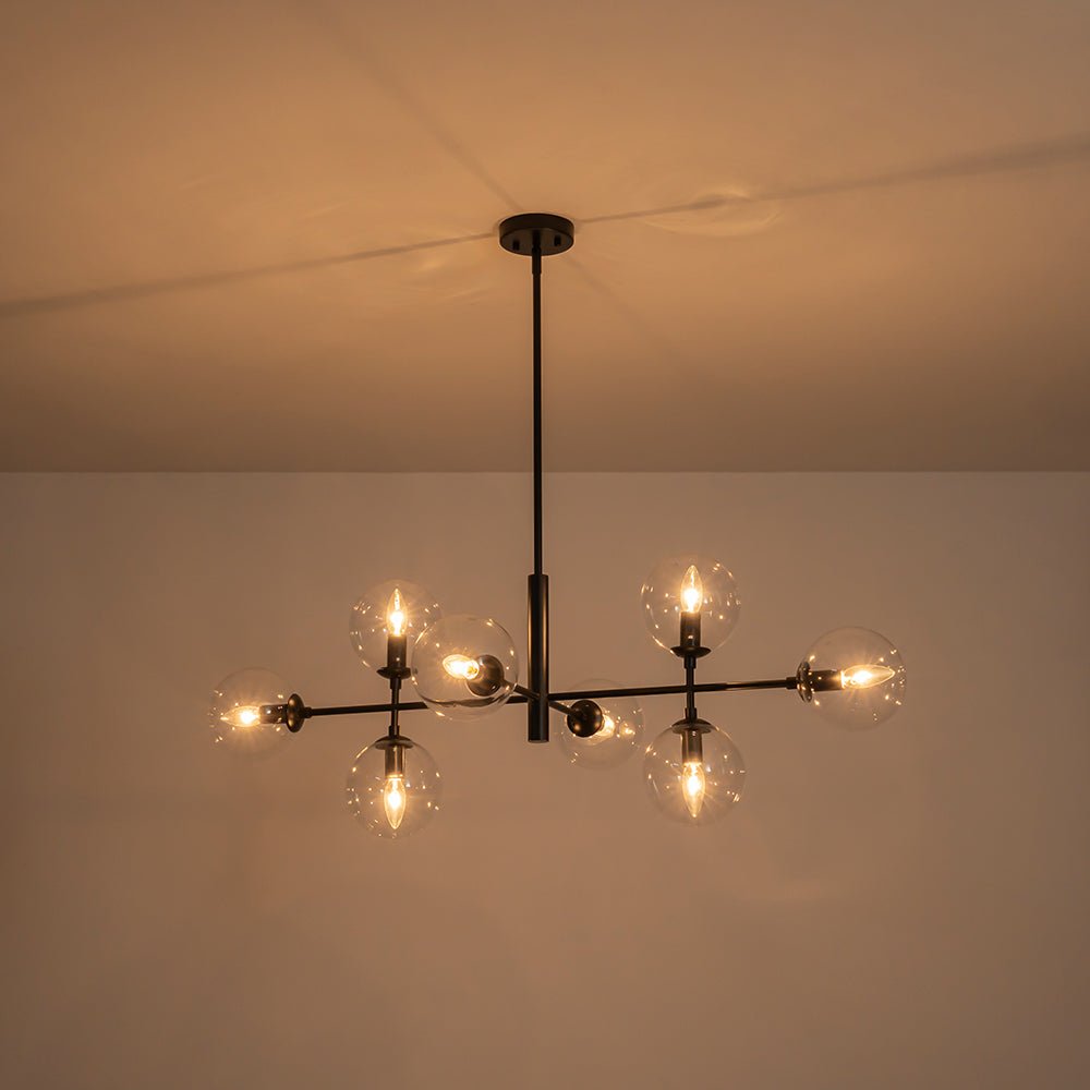 8-Light Linear Sputnik Clear Glass Bubble Chandelier